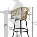 YITAHOME Counter Height Bar Stools Set of 2, Outdoor Bar Stools with Soft Cushions, Patio Rattan Swivel Bar Chairs for Backyard Poolside, Garden w /360 Rotation (Beige)