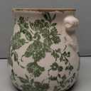 Nearly Natural 6.5in Ceramic Decorative Vase, Tuscan Style Green Floral Scroll Design For Indoor Home Shelf Table Decor