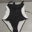 SUUKSESS One Piece Swimsuit for Women Slimming Tummy Control Square Neck Bathing Suit (X-Large, Black and White)