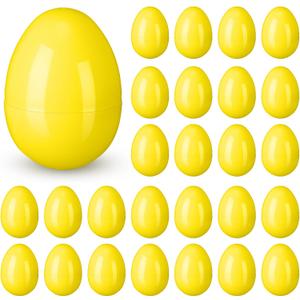 36 Pieces 3.1 Inch Empty Easter Eggs Plastic Fillable Eggs Toy Bulk for Easter Filling Candy Basket Stuffers, Crafts Party Favor(Yellow)