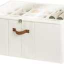 StorageWorks Shoe Organizer for Closet, Fits up to 24 Pairs, Shoe Cubby Storage Containers with Adjustable Dividers and Clear Cover, Beige (Large)