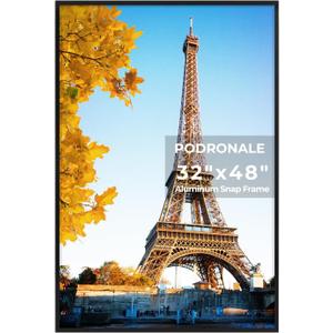 32x48 Poster Frames, 1 Pcs, Plexiglass, Black Aluminum Snap Frame