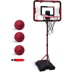 Nattork Kids Basketball Hoop, Adjustable Height Toddler Basketball Hoop Stand, Indoor Outdoor Basketball Goal Toy for Boys Girls Ages 3~8 Years Old, Includes 3 Balls, Ideal for Birthday Gift, Red