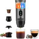 Upgraded 3 in1 Portable Espresso Machine with LED Display,20 Bar Pressure,Real-Time Temp&Battery Indicator,Portable Coffee Maker Compatible with Ground Coffee & Capsules, for Travel,Home