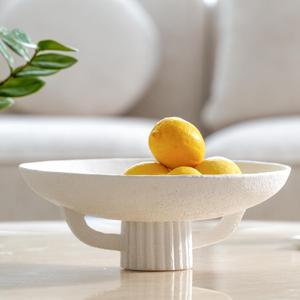 White Resin Decorative Bowl for Boho Modern Home Decor, 11.2" Large Elegant Pedestal Kitchen Fruit Bowl/Key Holder/ Potpourri for Entryway Table, Coffee Table, Dining Room,Table Centerpiece Bowl