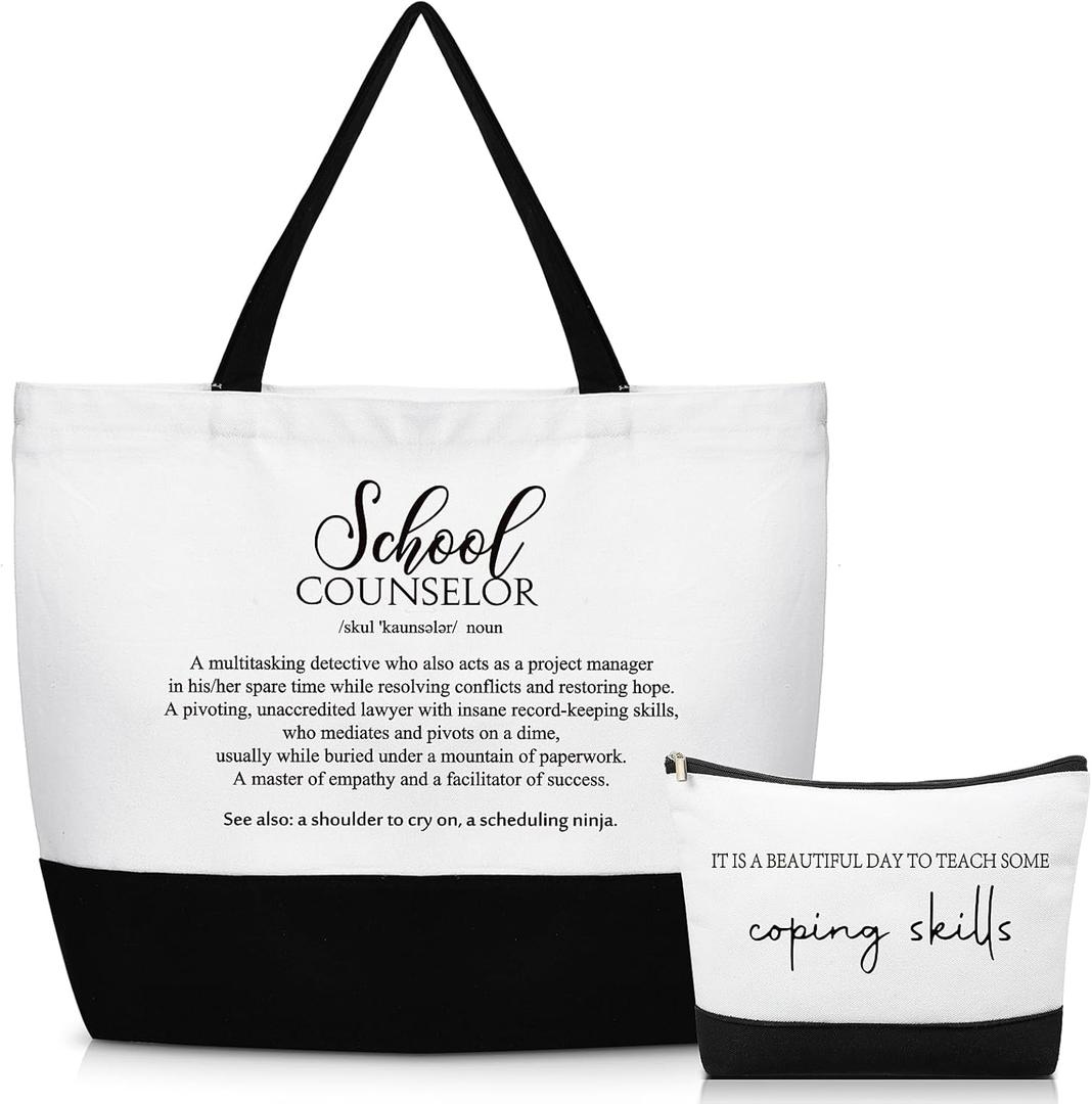 Guidance Counselor Gifts School Counselor Appreciation Gift Canvas Tote Bag Makeup Cosmetic Bag