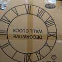 LEIKE Large Wall Clock, 24" Completely Silent, Non Ticking, Battery-Operated,Rustic Round Modern Metal Wall Clock Decor for Living Room, Bedroom and Kitchen, (60cm, Black-Roman Number)