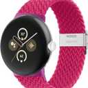 Stretchy Braided Bands Compatible with Google Pixel Watch 3 41mm/Pixel Watch 2 Band/Google Pixel Watch Band - Upgraded Connector - Elastic Nylon Breathable Sport Straps for Women Men