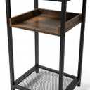  End Table Set of 2, Small Side Table for Sofa and Bed, Tall TV Tray Table for Living Room, Bedroom, Rustic Brown & Black