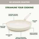 GreenPan Rio Advanced 12" Frying Pan Skillet, Ceramic Nonstick PFAS-Free, Induction Ready, Dishwasher and Oven Safe, Cream White
