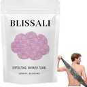 Blissal Exfoliating Shower Towel 47", Premium Scrub Wash Cloth for Body Face, Blissal exfoliating Towels-Body Scrubber with 2 Sides for All Skin Types (Pink)