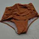 COCOPEAR Women's High Waisted Full Coverage Bikini Bottom Ruched Bathing Suit Bottoms for Women Tummy Control Swim Bottoms (Medium, Light Orange)