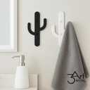 3Art Metal Cactus Wall Hooks Set of 2  Black & White Minimal Metal Hangers  Decorative Wall Rack for Entryway, Bathroom, Kitchen, Modern Minimalist Decor