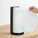 YIGII Paper Towel Holder Countertop with Heavy-Duty Anti Slip Weighted Base, Freestanding Stainless Steel Kitchen Paper Roll Holder, Easy One-Handed Tear, Black