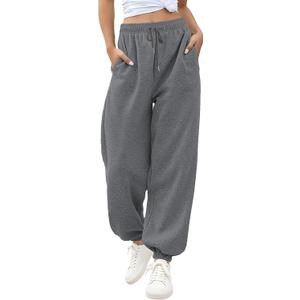 VINMEN Womens Tall Cotton Jogger Sweatspants Yoga Lounge Casual Pants Bottom Athletic Sweat Pants for Women with Pockets Darkgrey S