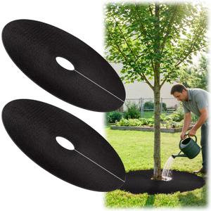 32.5" Non-Woven Tree Mulch Ring, 2 Pack Weed Barrier Mat,Degradable Tree Mulch Used to inhibit Weed Growth and Landscape Weed Control Plant Root Protection (EXP 07/31/26)