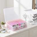 novelinks Transparent 4" x 6" Photo Cases and Clear Craft Keeper with Handle, 16 Inner Photo Organizers & Photo Storage Box, Plastic Photo Storage Containers (Pink Gradient)