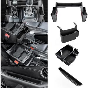 4PCS Upgraded Center Console Organizer for Jeep Wrangler JL JLU 4xe 2018-2025 & Gladiator JT 2020 2021 2022-2025 Accessories Gear Shift Side Tray Hanging Armrest Storage Box (Not for JK/JKU)