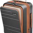 Carry On Luggage 22x14x9 Airline Approved, FLO5 Expandable Polycarbonate Suitcase with Front Pocket (FX-Core, Brown-Black, 20 Inch)