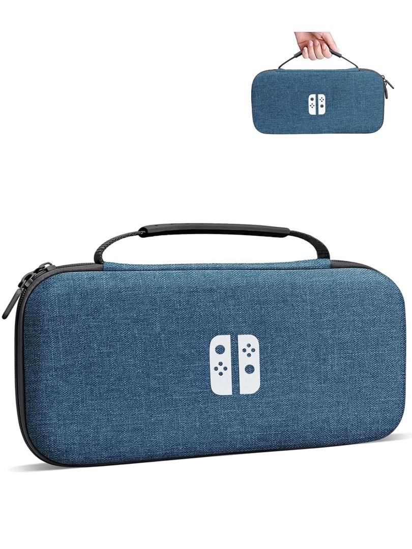 EFFIFLOW Slim Carrying Case Compatible with Switch 2 (2025), Portable Hard Protective Travel Case with 10 Game Slots & Accessory Pocket, Storage Bag for Switch 2 Console & Accessories (Denim Blue)