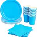 Juvale Serves 24 Blue Party Supplies, Disposable Paper Plates, Cups, Napkins for Birthday Party, Graduation, Gender Reveal, Baby Boy Shower, Picnic, Celebration (72 Pieces)