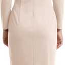 Maggy London Women's Women's Dresses Long Sleeve Keyhole Neck Scuba Crepe Sheath Dress Office Workwear Event Guest of Wedding (Beige) 16 Plus, Horn 