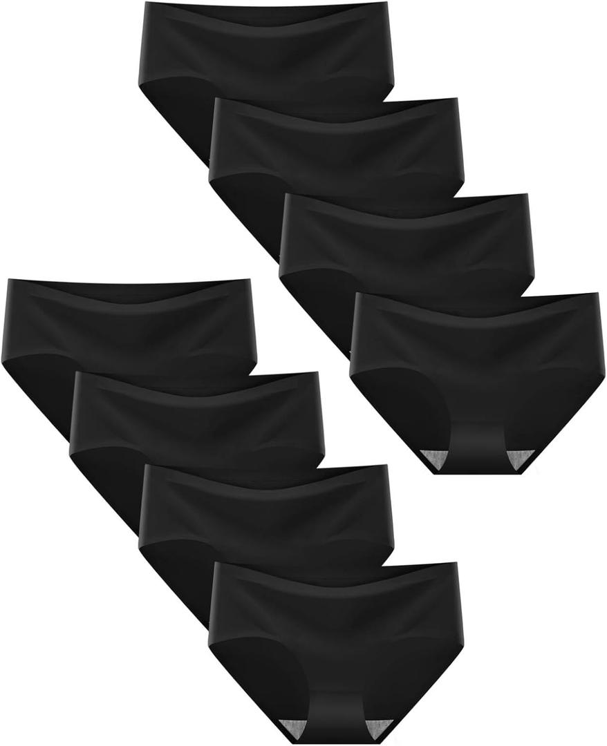Finihen Teen Girls Underwear Seamless Big Girls Panties No Show Multipack (15-16 Years, Black)