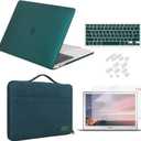iCasso Case Compatible with MacBook Air 13 inch Case 2010-2017 Release Model A1369/A1466 Bundle Set, Plastic Hard Case Shell, Sleeve Bag, Screen Protector, Keyboard Cover and Dust Plug - Dark Cyan