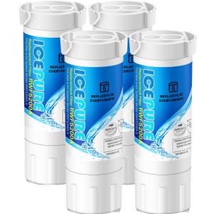 ICEPURE RWF5200A Water Filter Compatible for XWF (NOT Compatible for XWFE), WR17X30702, GE French Doors and Side-by-Side Refrigerators GDE25, GNE27, GYE18, GBE21, GDE21, GNE21, GFE24 Genuine 4PACK
