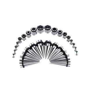 36PC Ear Stretching Kit 14-00G Ear Gauge Stretching Kit Gauges for Ears Stretching Kit Taper and Plugs Kit (Steeltone)