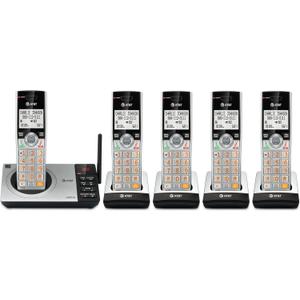 AT&T CL82507 DECT 6.0 5-Handset Cordless Phone for Home with Answering Machine, Call Blocking, Caller ID Announcer, Intercom and Long Range, Silver (CL82507)
