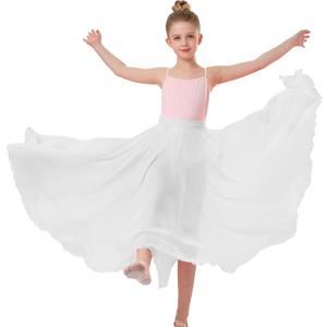 ORIDOOR 720 Degrees Tencel Wrap Dress Gradual Color Tencel Ballet Modern Dance Girl Performing Practice Skirt (6-9 Years)
