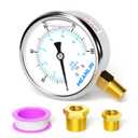MEANLIN MEASURE 0~100Psi Stainless Steel 1/4" NPT 2.5" FACE DIAL Liquid Filled Pressure Gauge WOG Water Oil Air Lower Mount, with 1/2" NPT and 3/8" NPT Hex Bushing