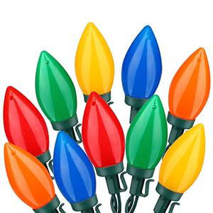 HAYATA Multi Color C9 Big Bulbs Classic Christmas Lights 50 LED 32ft Indoor Outdoor Home Yard Xmas Tree Decorations (Multi Color - 50LED)