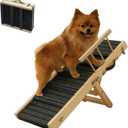 2025 Small Dog Ramp for Small Dogs Cat with Removable Safety Side Rails,Adjustable Height from 9'' to 18.5",Foldable Dog Ramp for Low Bed Sofa,Wooden Pet Ramps for Bed Couch