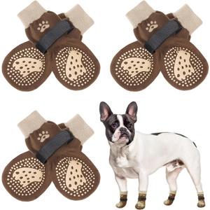SCENEREAL Anti Slip Dog Socks for Hot/Cold Pavement to Prevent Licking Paws, Dog Grippy Socks for Senior Dogs Hardwood Floors Walking, Pet Boots & Paw Protectors for Indoor Outdoor, 4 Pcs