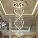 7PM Chandelier for Staircase, Crystal Foyer Chandelier High Ceiling, Modern Raindrop Chandeliers Flush Mount Ceiling Light Fixture for Spiral Staircase, Foyer, Entryway, High Ceiling W25.6 X H 98.4", D26"xH98"