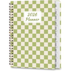 4 x 2026 Planner, Weekly and Monthly Calendar Academic Planning Book, Jan 2026 - Dec 2026, Agenda Calendar Planner for Office Supplies and Desk Accessories - A5 (6.3" x 8.5") (A-Green Grid)