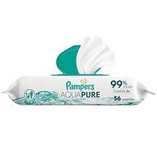 PAMPERS AQUA PURE BABY WIPES, 56 COUNT, 5 Pcs