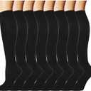Double Couple 8 Pairs Compression Socks Men Women Knee High Compression Stockings for Sports Support Socks (Small-Medium, Black)