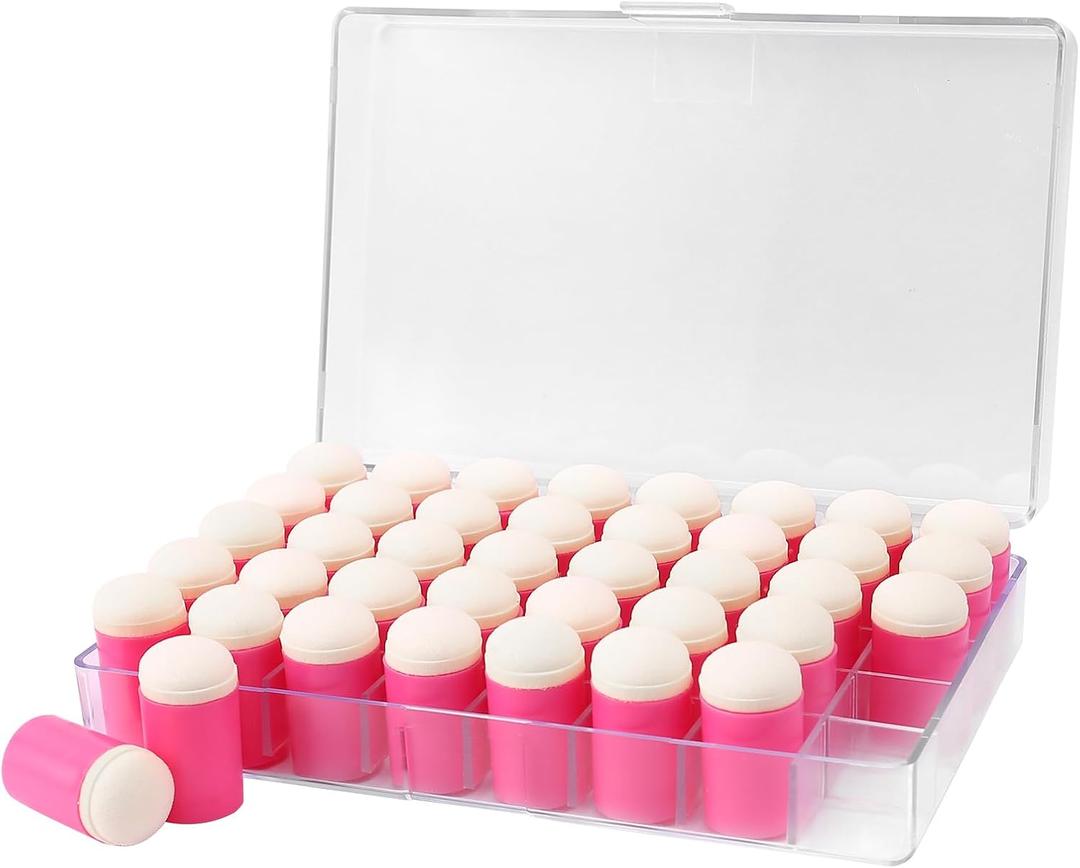 40 Pieces Sponge Daubers W/Storage Case - Perfect for Use with a Variety of Coloring Mediums Such as Ink, Paint, Glue & More - Fits Over The Finger and Makes Blending Accuracy Easier