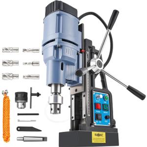 ZELCAN Magnetic Drill Press with 6 Drill Bits, 1550W Mag Drill Press with 2" Dia. 3125 lbf/13900N Mag Force, 650 rpm Power Magnetic Drill with Stepless Speed & Reversible Direction for Metal Surface