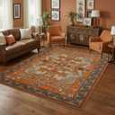 GarveeHome Tiger Print 6x9 Area Rugs, Boho Terracotta Washable Rugs for Living Room, Vintage Tribal Soft Animal Throw Rug Non Slip Ultra Thin Stain Resistant Floor Carpet for Bedroom Dining Room