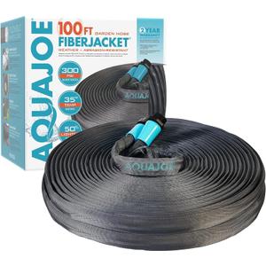Aqua Joe AJFJH100B 1/2-Inch 100-Foot Ultra-Flexible Kink-Free Fiberjacket Garden Hose, 300 PSI Burst Rated