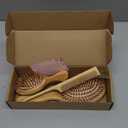 MRD Hair Brush Set, Natural Bamboo Comb Paddle Detangling Hairbrush, Wide-tooth and tail comb No Bristle, suit for Women Men and Kids Thick/Thin/Curly/Dry Hair Gift kit