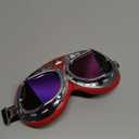 Peicees Retro Motorcycle Goggles for Men Women Motocross Bike Riding Aviator Pilot Goggles Anti Fog, Fit Over Glasses Helmet (Red)