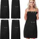 Tigeen 4 Pcs Spa Wrap Towel Wrap for Women Spa Robe with Adjustable Closure Elastic Top Lightweight Wraps for Bath Shower(M,Black)