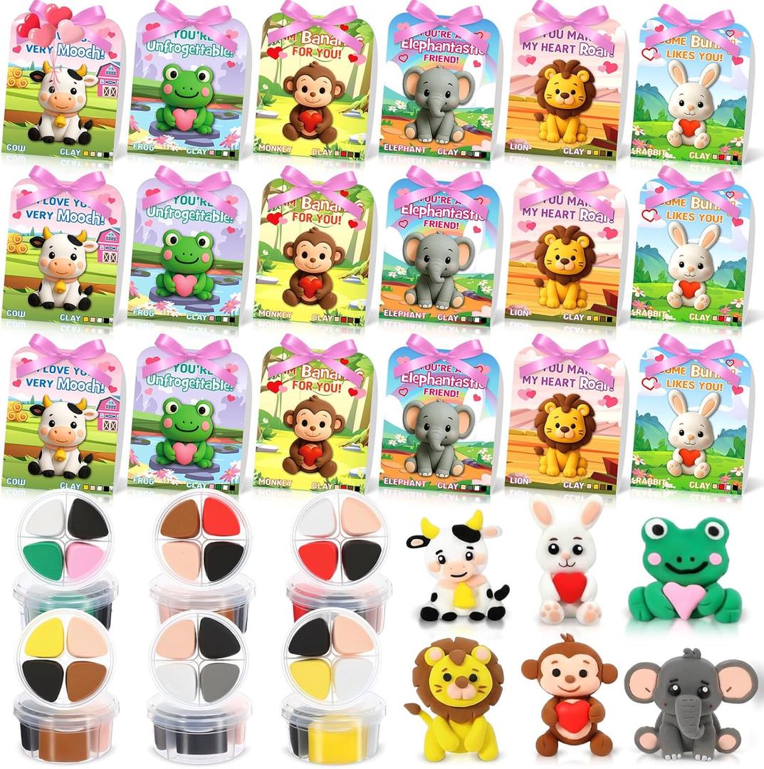 Capoda 18 Sets Animal Air Dry Clay Kit for Kids Animal Craft Kit Gifts DIY Modeling Clay Art Crafts Set for Kids Party Favors School Prizes Classroom Exchange Gift Toys Fun Activities