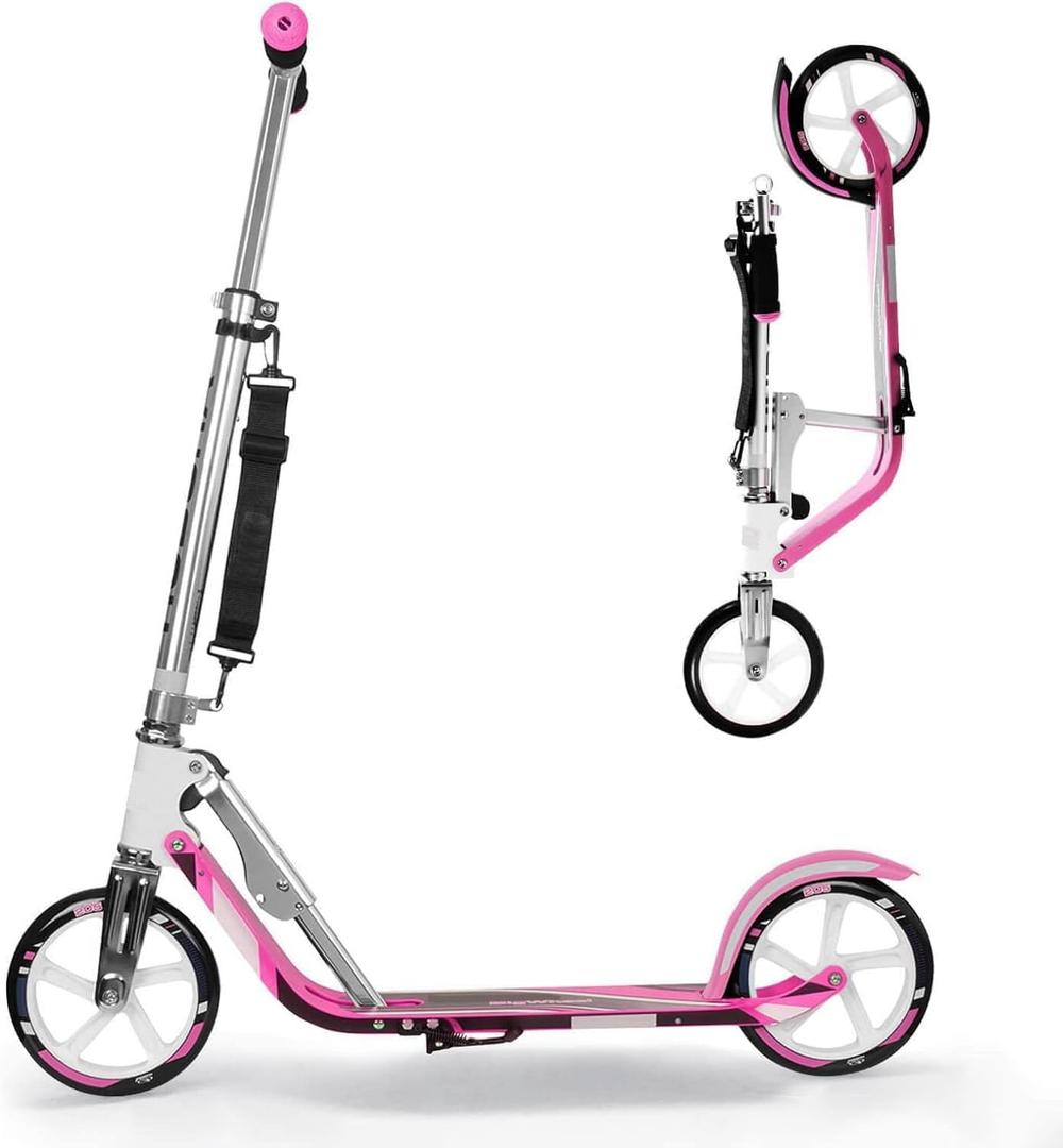 Scooter for Kids 6-12 & Adults | Adjustable Height, Foldable, Lightweight Aluminum Frame | Holds Up to 220lbs | Smooth Ride on Any Terrain (pink)