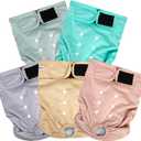 Washable Reusable Female Dog Diapers(5 Pack)  Doggie Puppy & Doggy Dog Diaper, Period Panties in Heat Small Pink Purple Brown Green Blue
